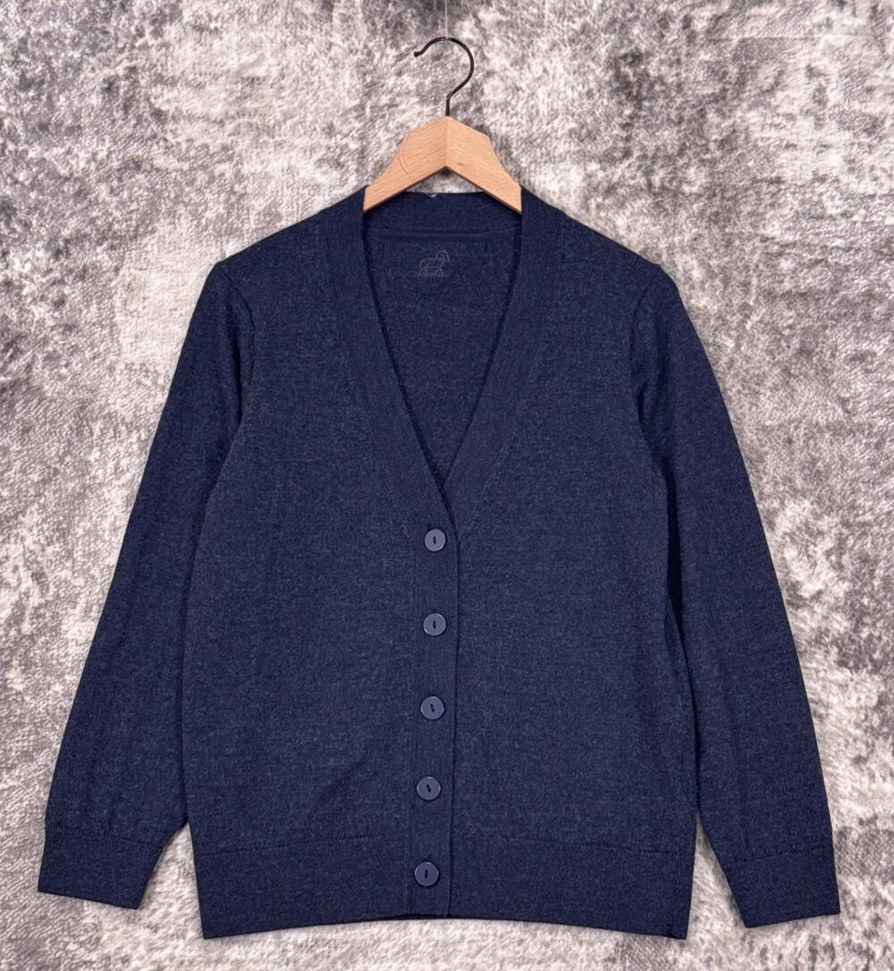 Woolx Gia Sweater Medium Womens Blue 100% Merino Wool Regular Fit Cardigan